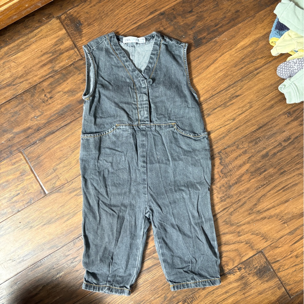 Zara Charcoal Denim Overalls